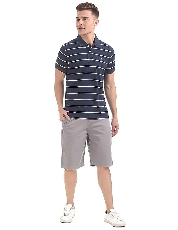 Aeropostale Striped Heathered Polo Shirt