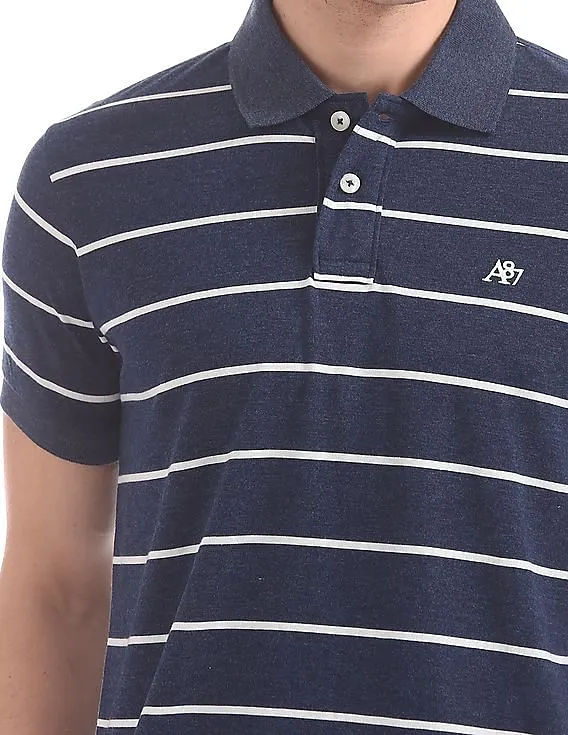 Aeropostale Striped Heathered Polo Shirt