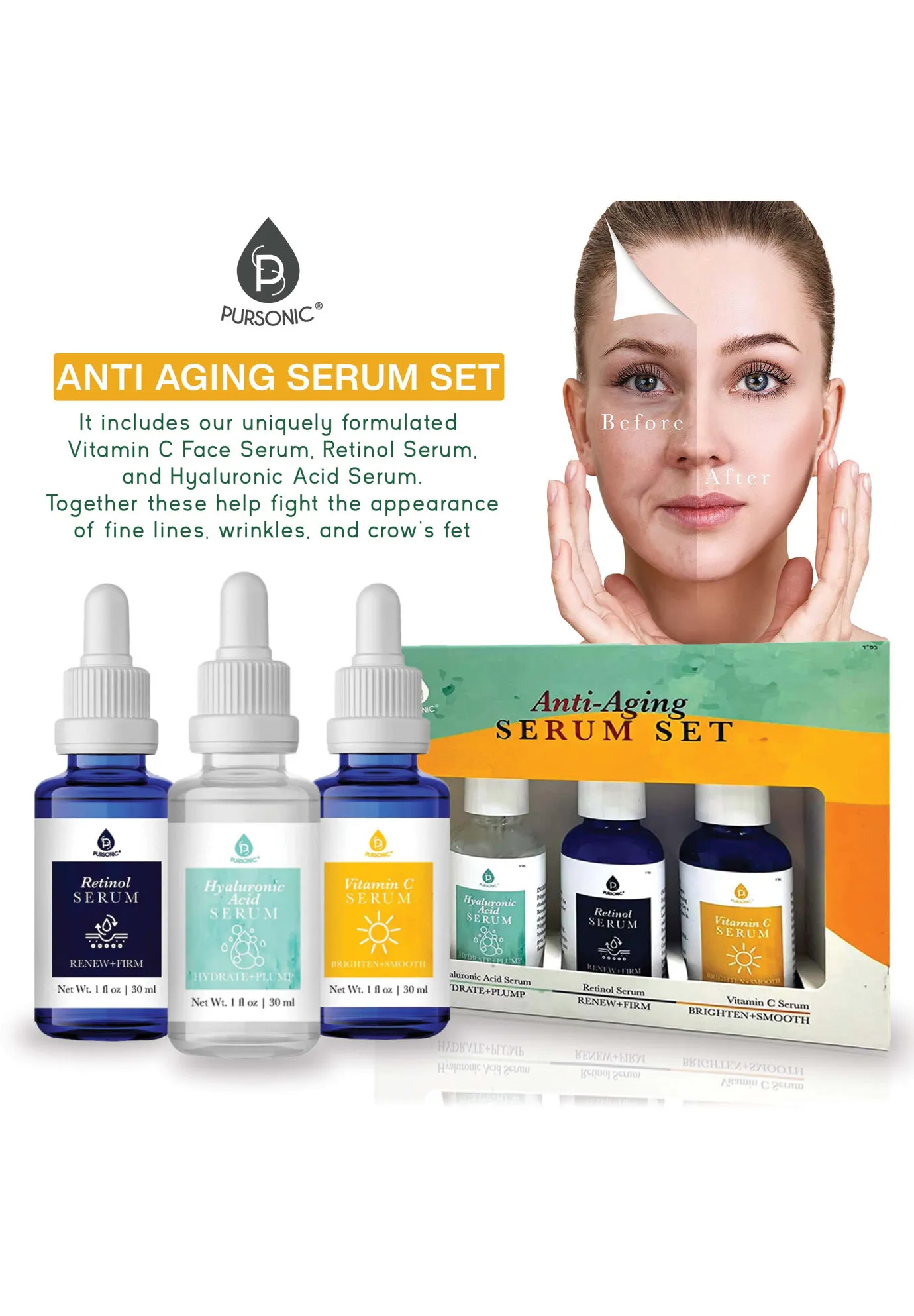 Anti Aging Serum Set For Face 3 Pk