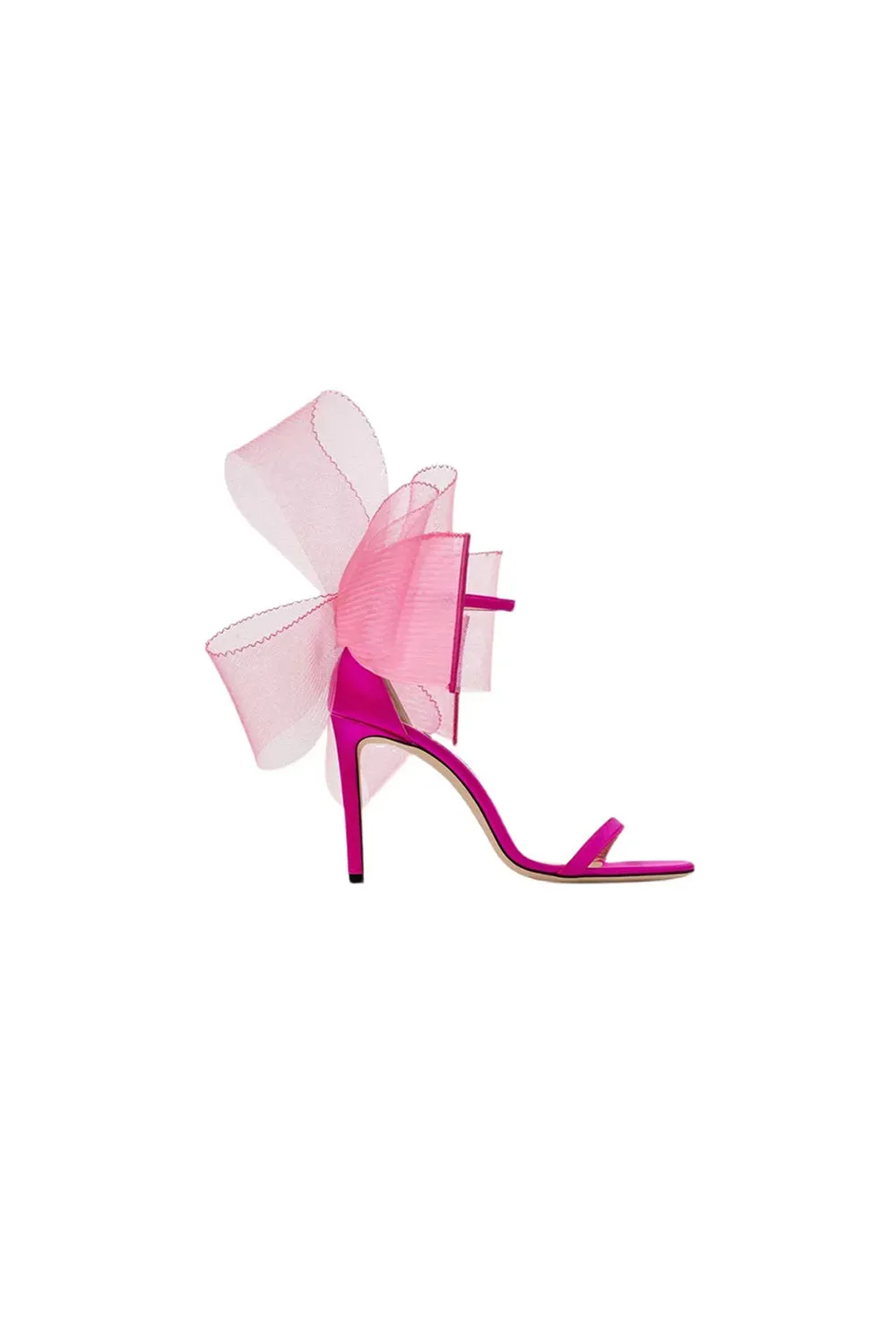 Asymmetric Bow-Embellished Satin High Heel Sandals