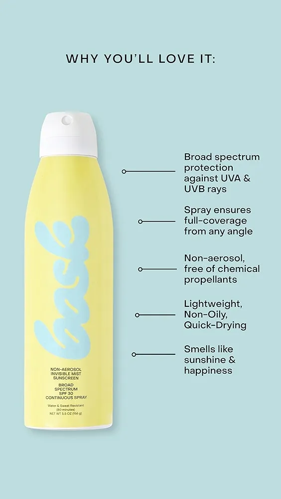 Bask Suncare   Non-Aerosol Invisible Mist Sunscreen SPF 30 