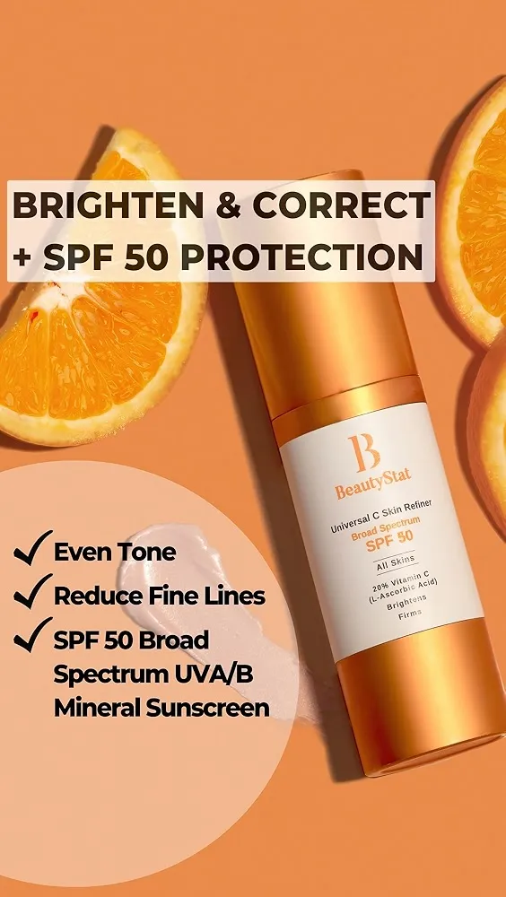 BeautyStat Cosmetics   Universal C Skin Refiner Vitamin C Serum + SPF50 Mineral Sunscreen 