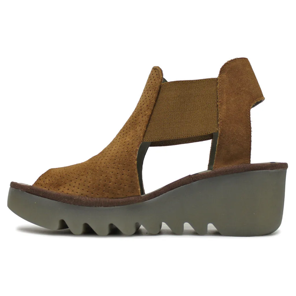 Biga412Fly Suede Women's Wedge Peep Toe Sandals