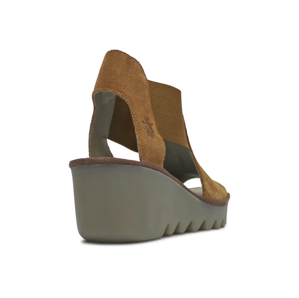 Biga412Fly Suede Women's Wedge Peep Toe Sandals