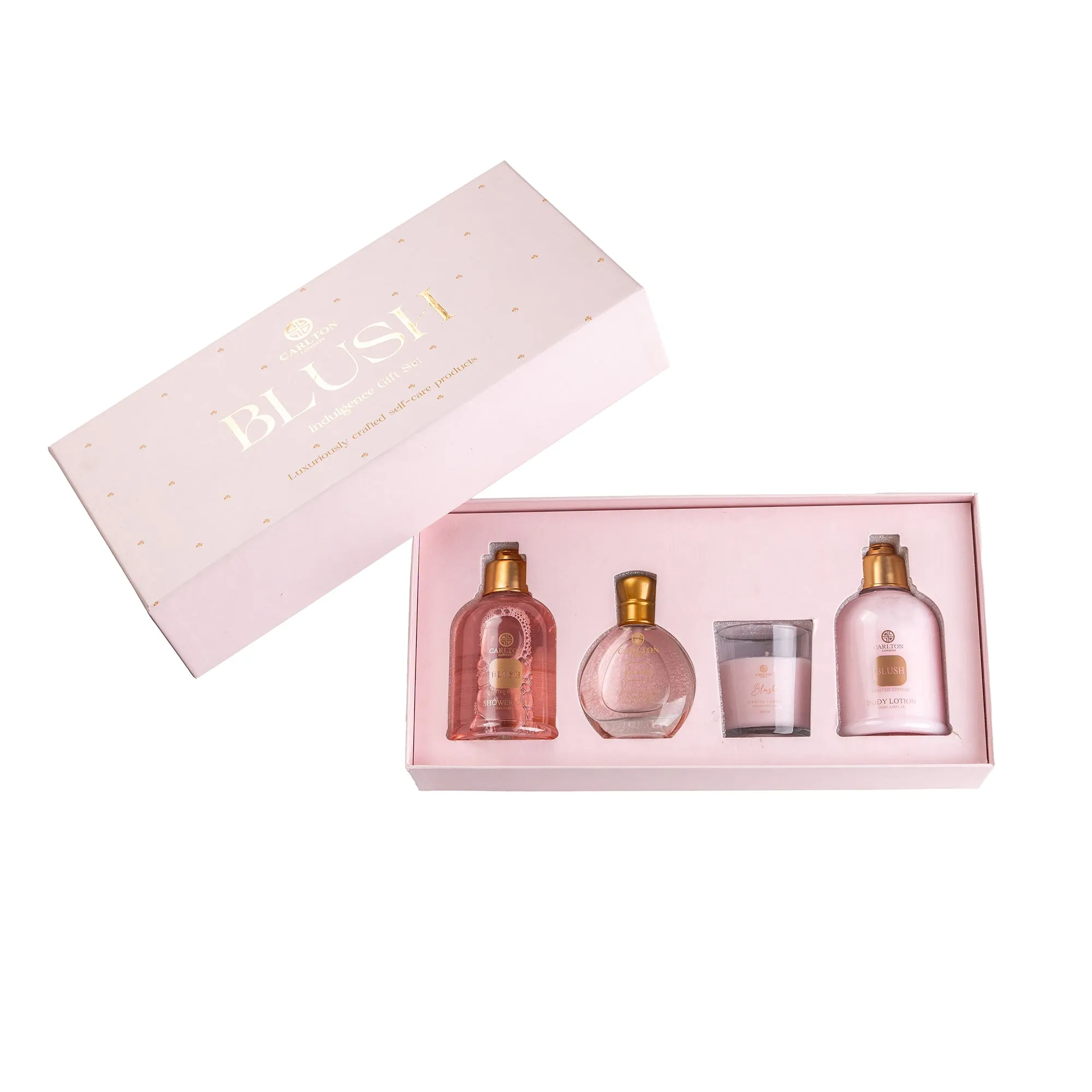 Blush Gift Set Of 4 Lotion Gel Perfume & Candle - 430Ml