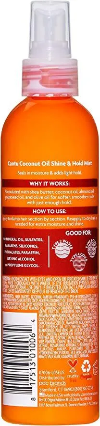 Cantu Shea Butter for Natural Hair Coconut Oil Shine & Hold Mist, 8oz (237ml)