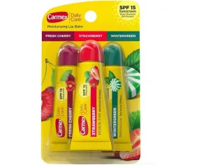 Carmex Moisturizing Lip Balm Variety Pack Fresh Cherry-Strawberry-Wintergreen 35 Oz Tube