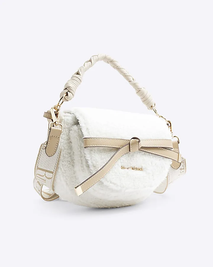 Cream Borg Saddle Cross Body