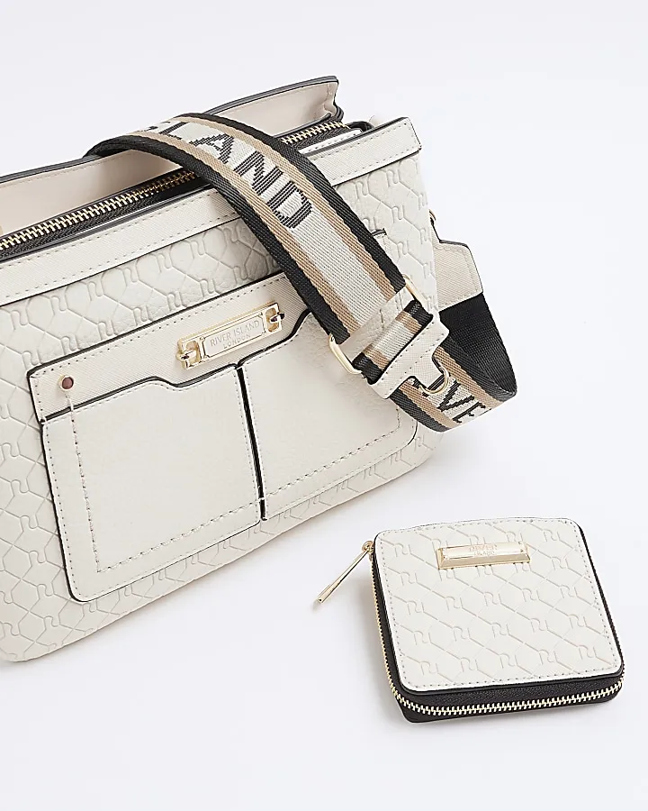 Cream Monogram cross Body bag