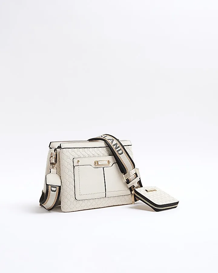 Cream Monogram cross Body bag