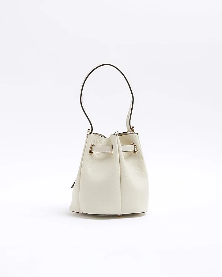 Cream pinched bucket cross body bag