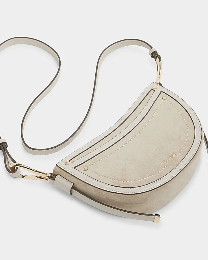 Cream suedette scoop cross body bag