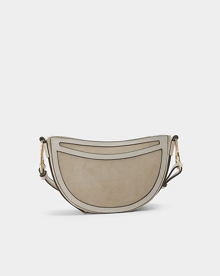 Cream suedette scoop cross body bag