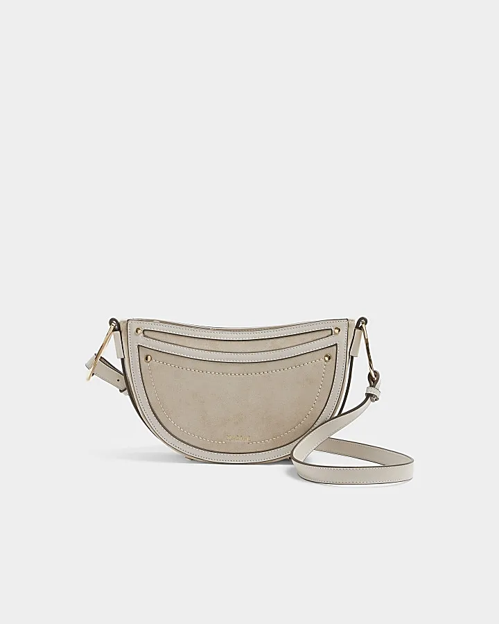 Cream suedette scoop cross body bag