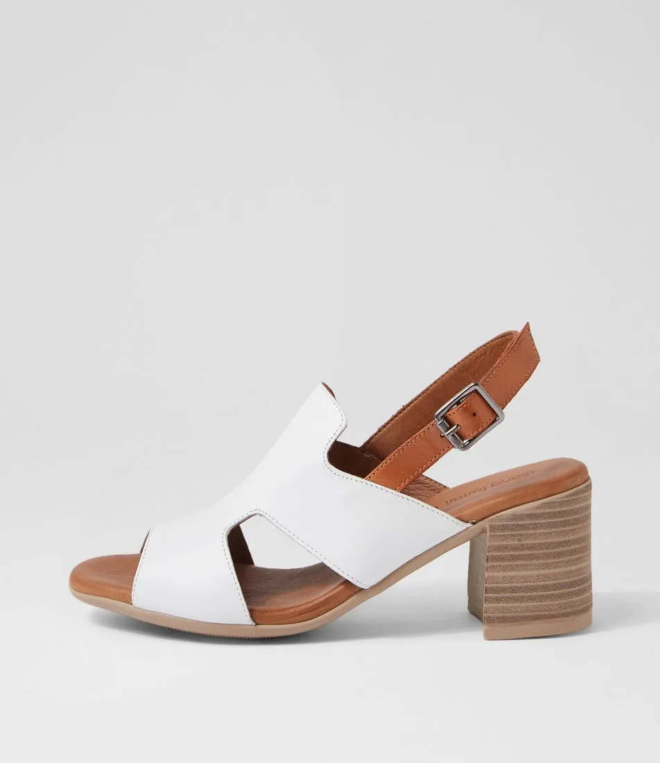 DIANA FERRARI Wynstonn White Tan Leather Sandals