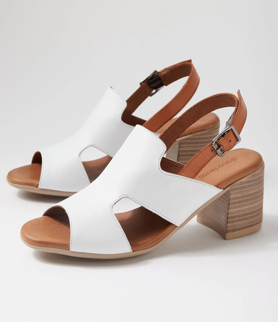 DIANA FERRARI Wynstonn White Tan Leather Sandals