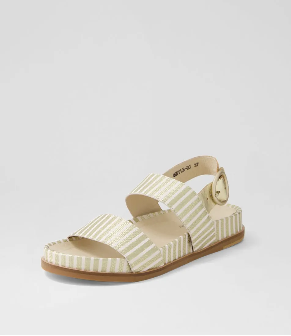 DJANGO & JULIETTE Quffle Milk Gold Stripe Leather Sandals