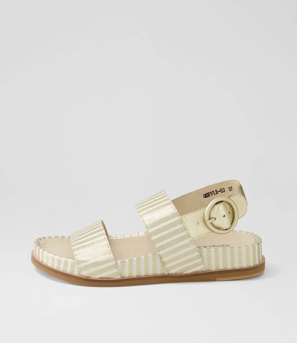 DJANGO & JULIETTE Quffle Milk Gold Stripe Leather Sandals