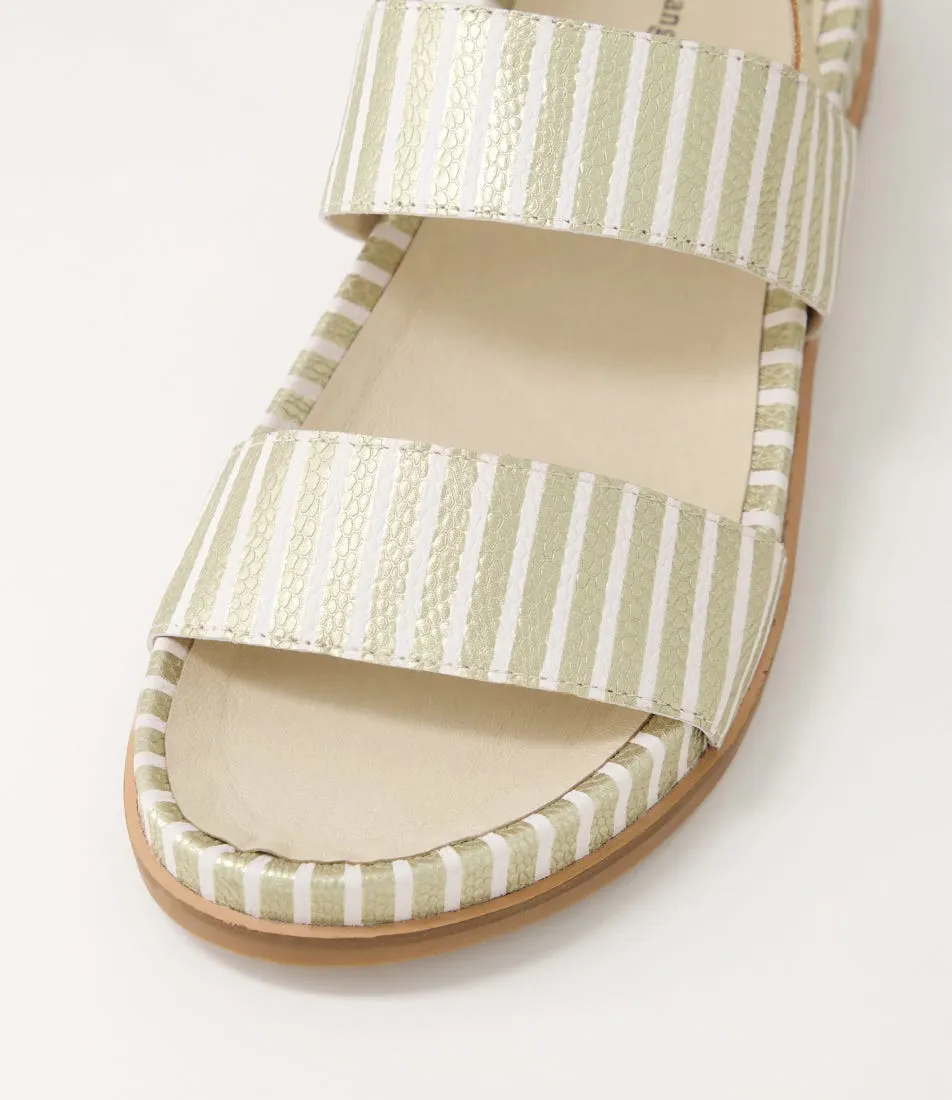 DJANGO & JULIETTE Quffle Milk Gold Stripe Leather Sandals