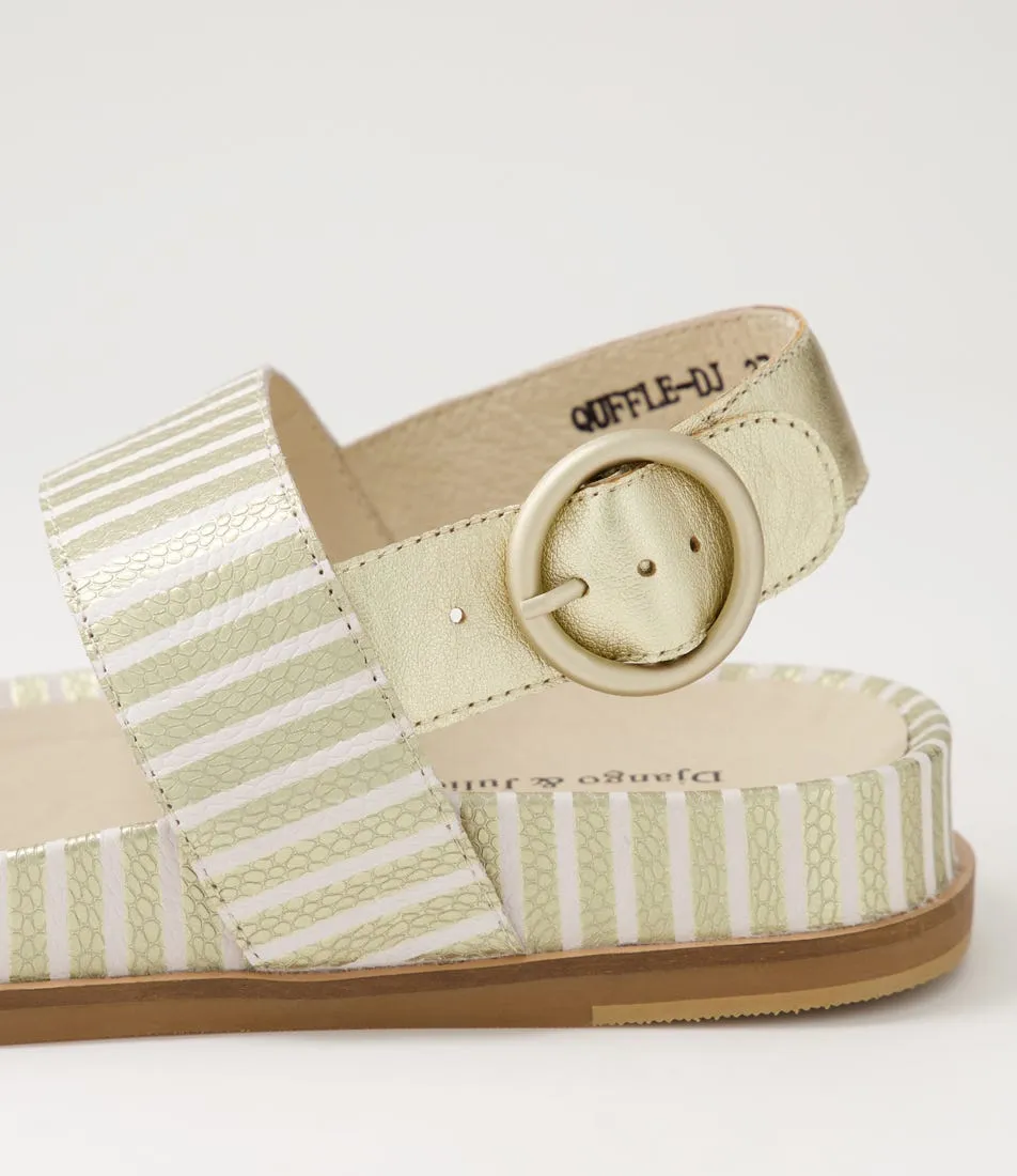 DJANGO & JULIETTE Quffle Milk Gold Stripe Leather Sandals