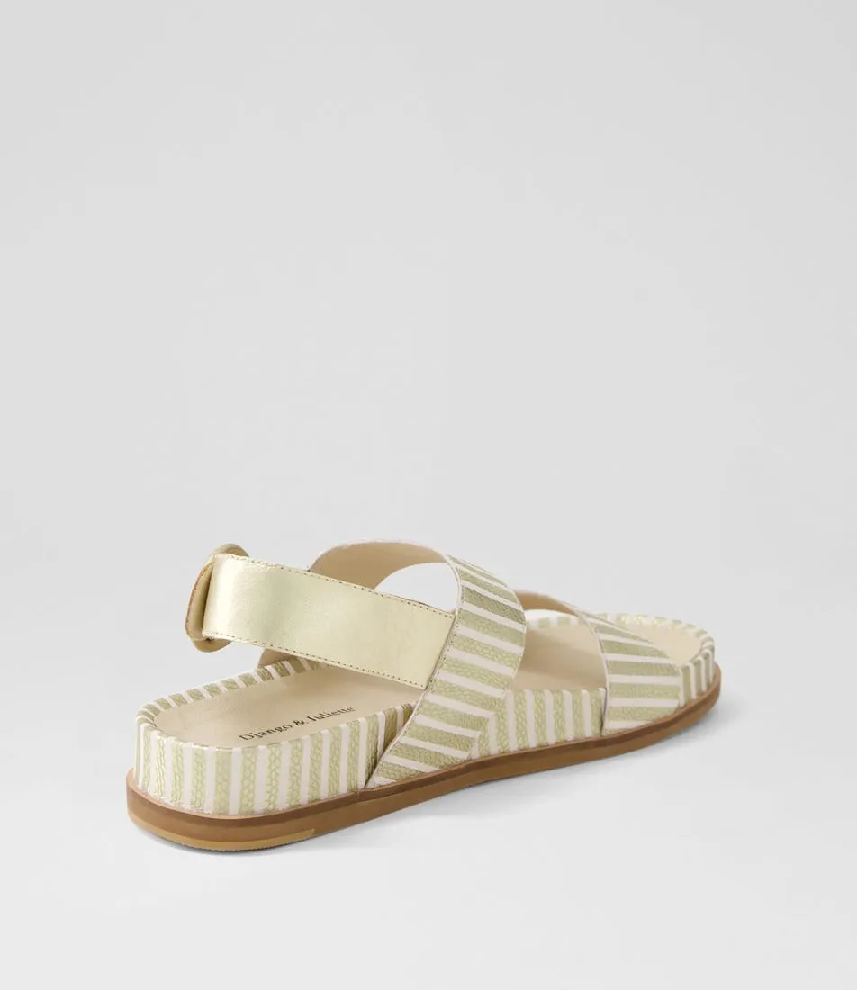 DJANGO & JULIETTE Quffle Milk Gold Stripe Leather Sandals