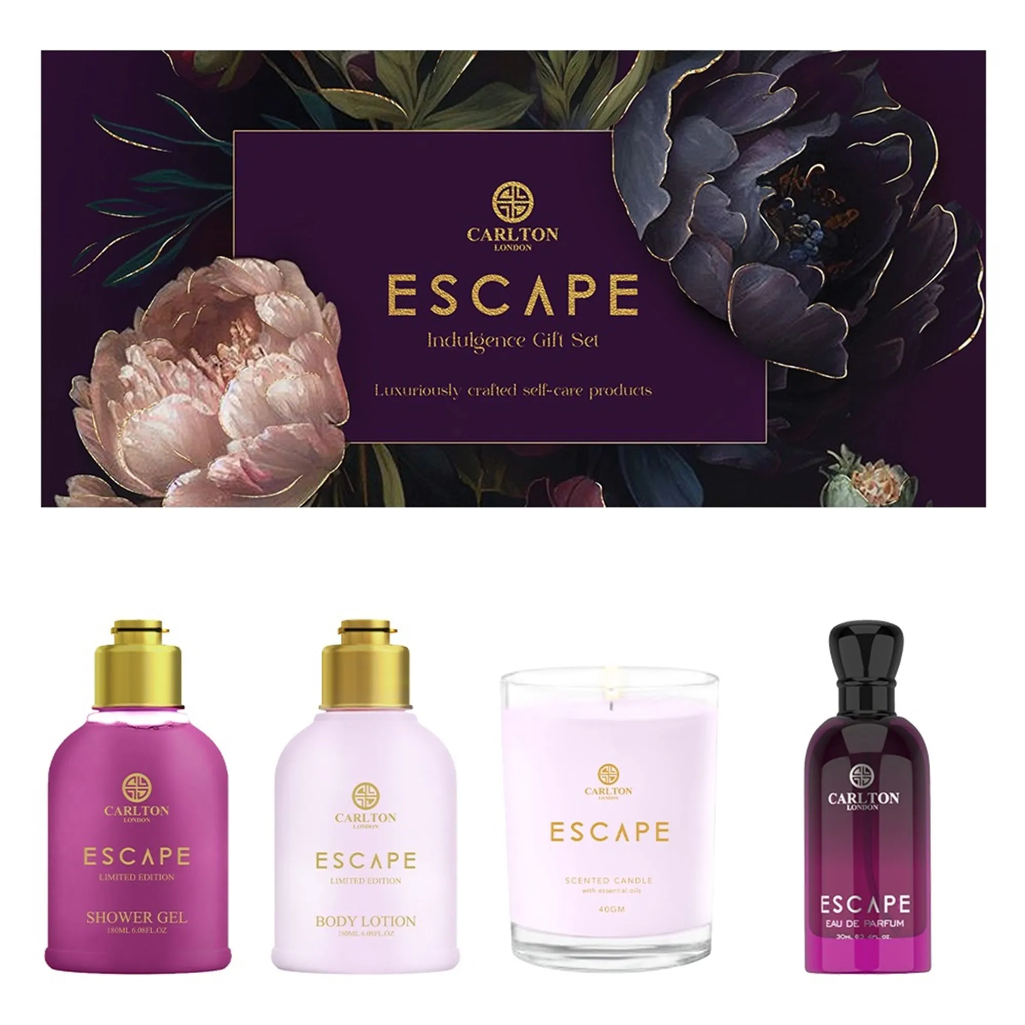 Escape Gift Set Of 4 Lotion Gel Perfume & Candle - 430Ml