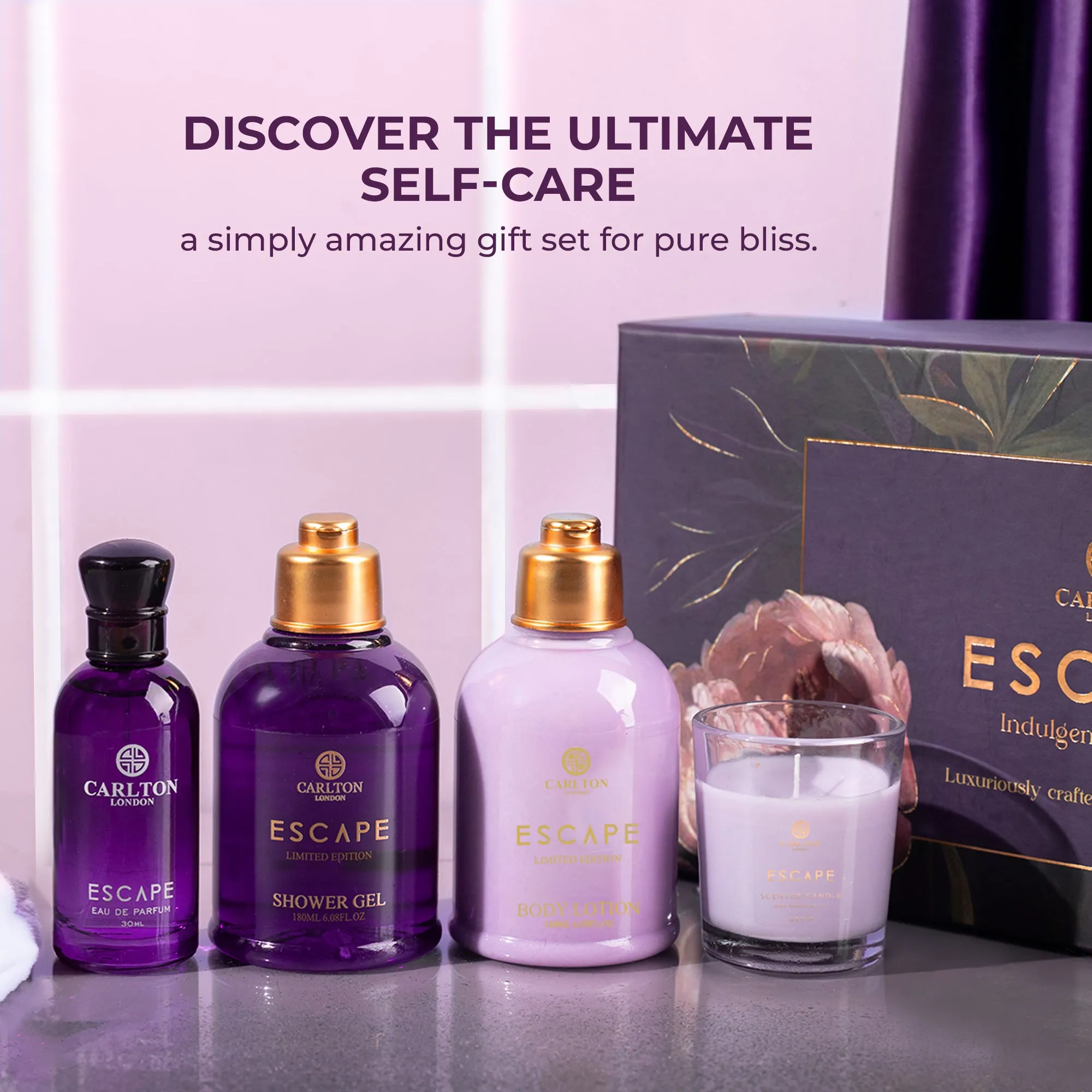 Escape Gift Set Of 4 Lotion Gel Perfume & Candle - 430Ml