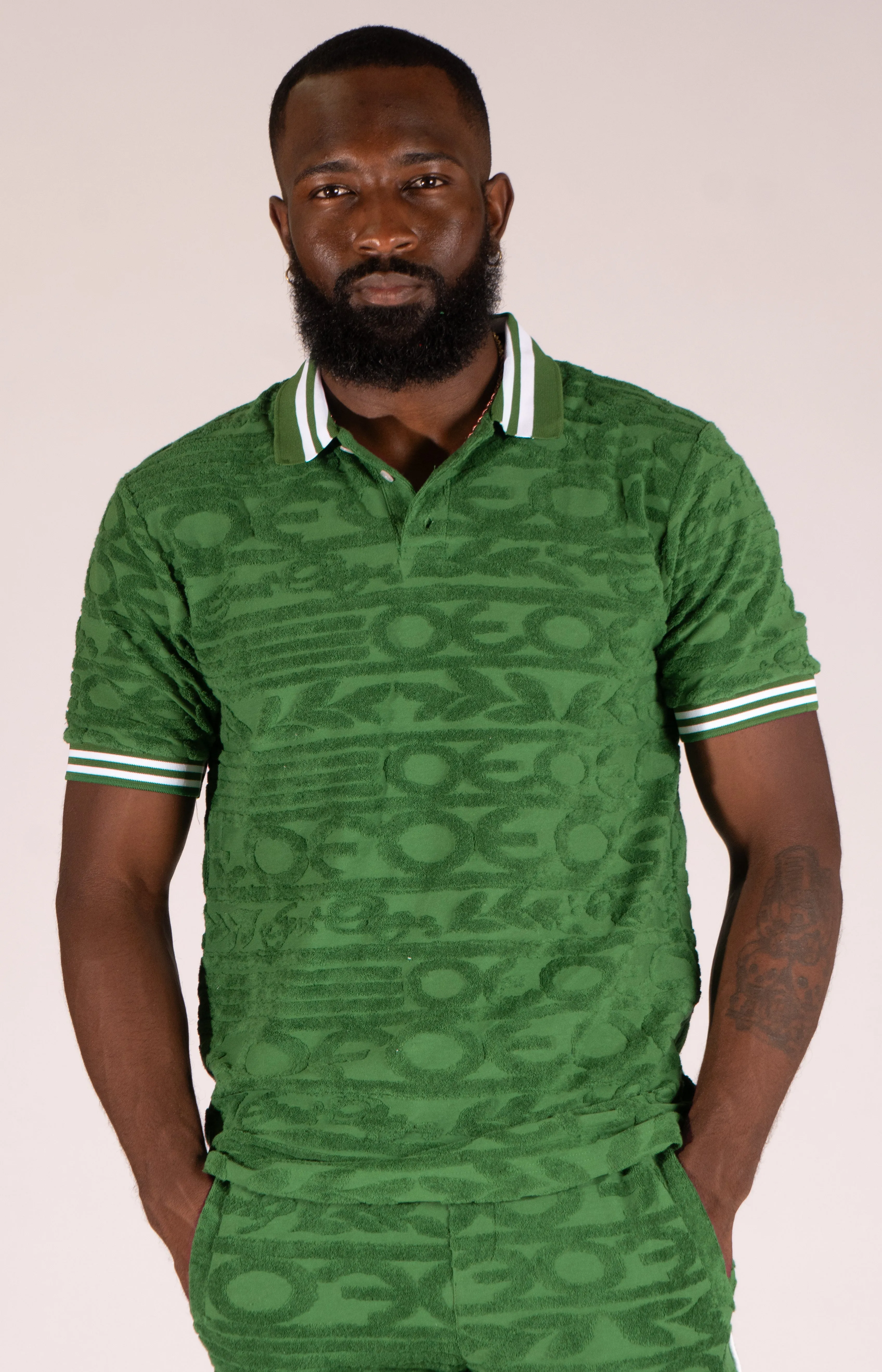 F178 Baroque Terry Polo - Green