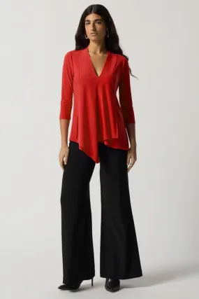 Front Panel Drape Top - Lipstick Red - 161066TT-3229