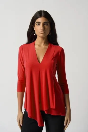 Front Panel Drape Top - Lipstick Red - 161066TT-3229