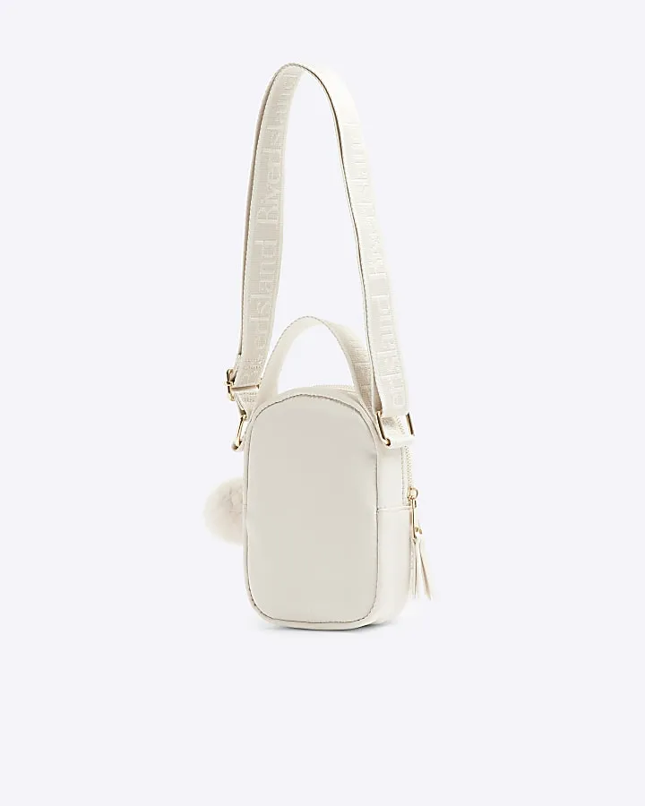 Girls cream borg cross body bag