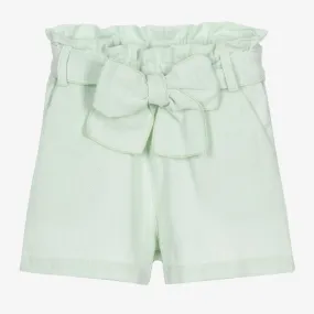 Girls Green Cotton Shorts