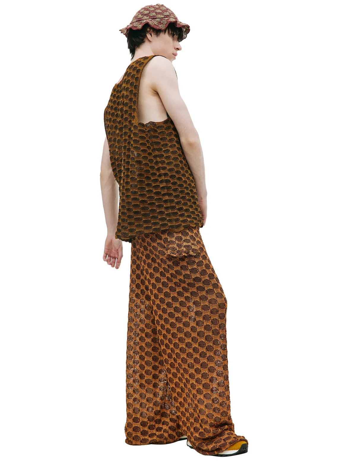 Knitcheck tank top - Brown