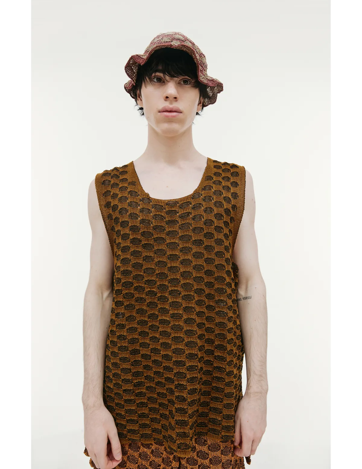 Knitcheck tank top - Brown