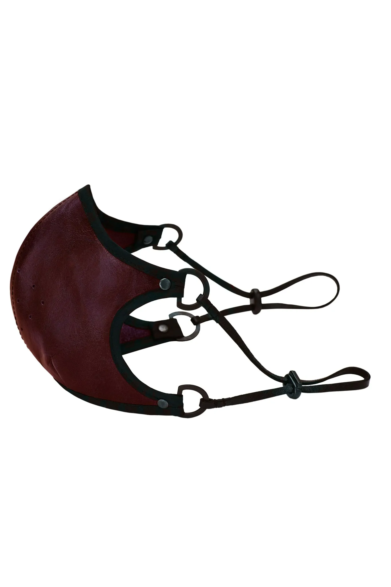 Oxblood leather face mask