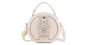 Pink Black Cream Butterfly Round Shape Vintage Cross Body Strap Jewellery Bag Handbag