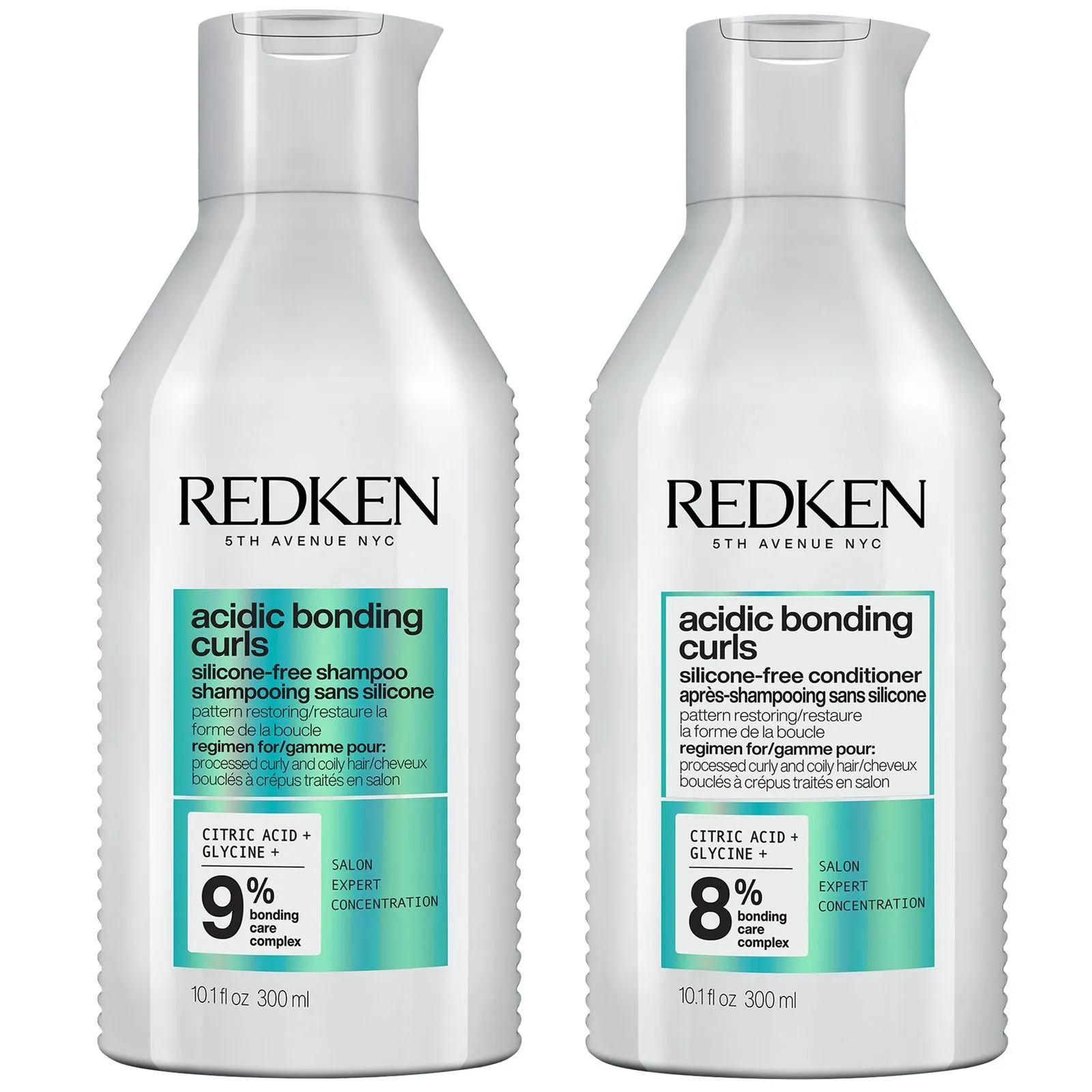 Redken Acidic Bonding Curls Shampoo 300ml and Conditioner 300ml Bundle for Damaged Curly & Coily Hair, Curl Defining