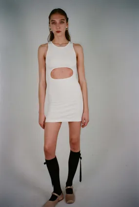 Riblet Tank Dress - Blanc