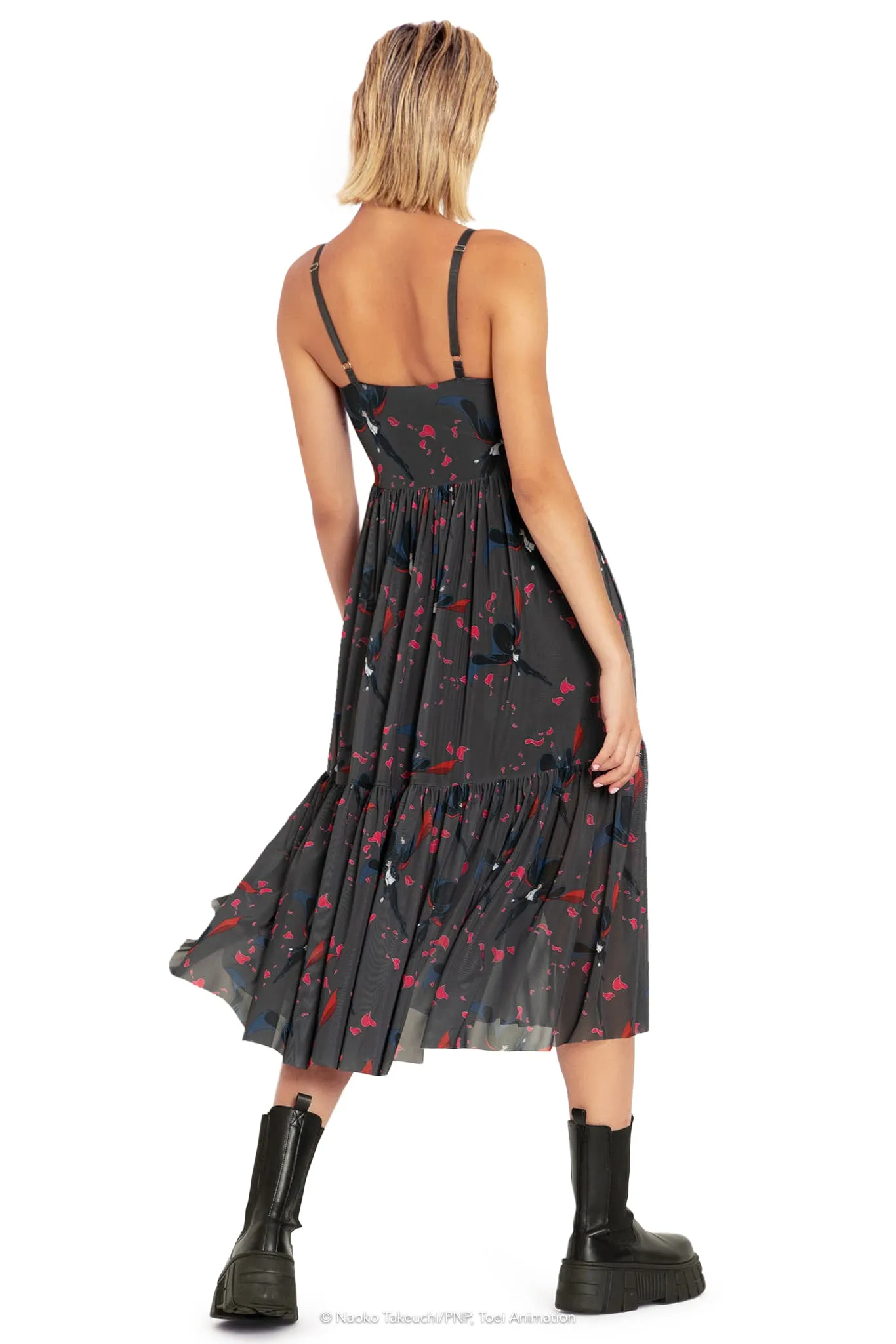 Roses And Tuxedo Mask Sheer Midaxi Dress