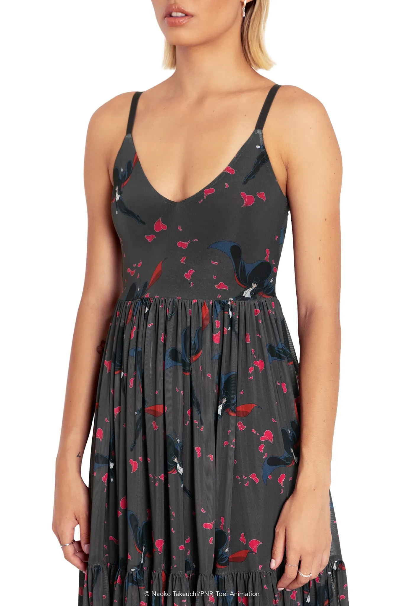 Roses And Tuxedo Mask Sheer Midaxi Dress