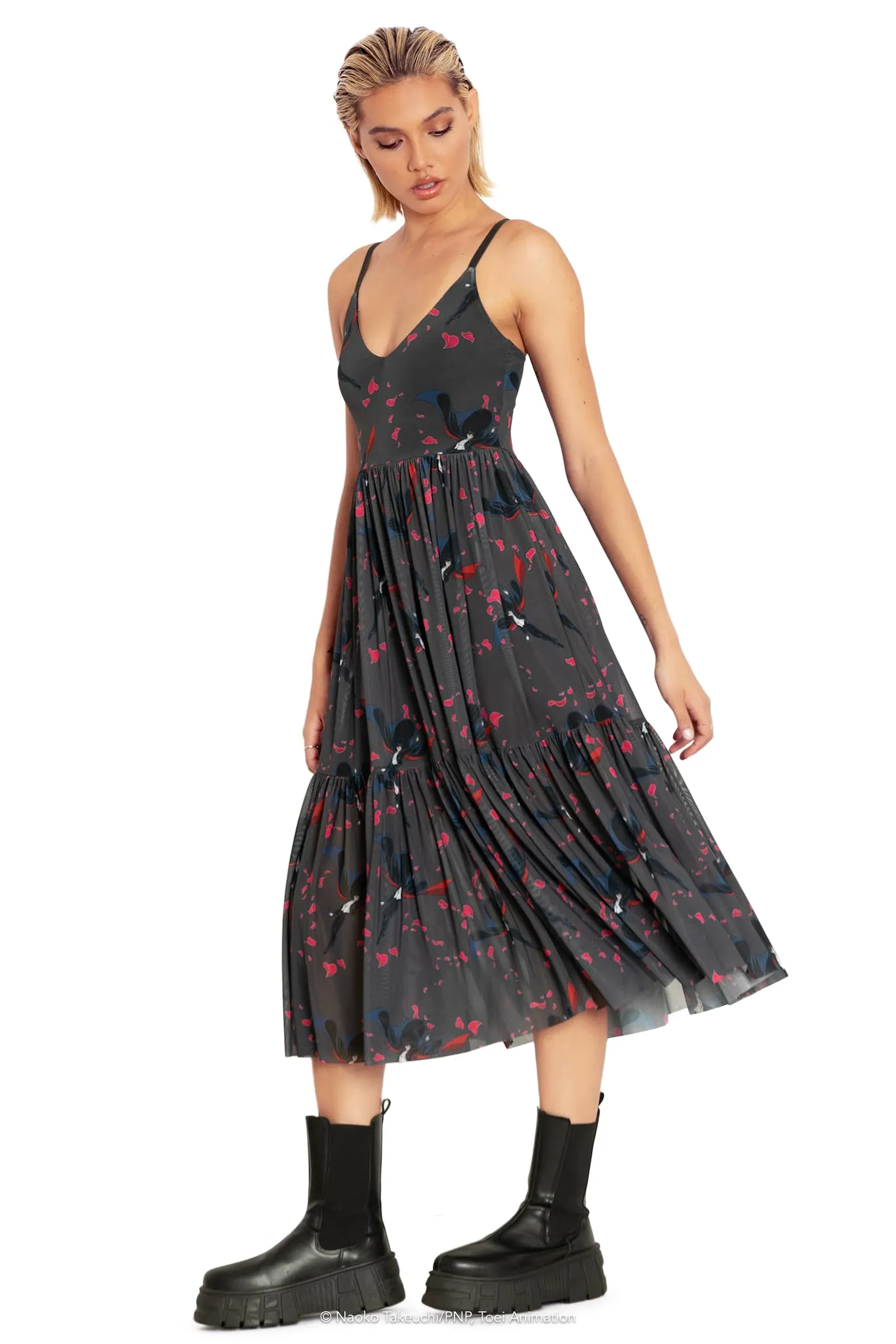 Roses And Tuxedo Mask Sheer Midaxi Dress