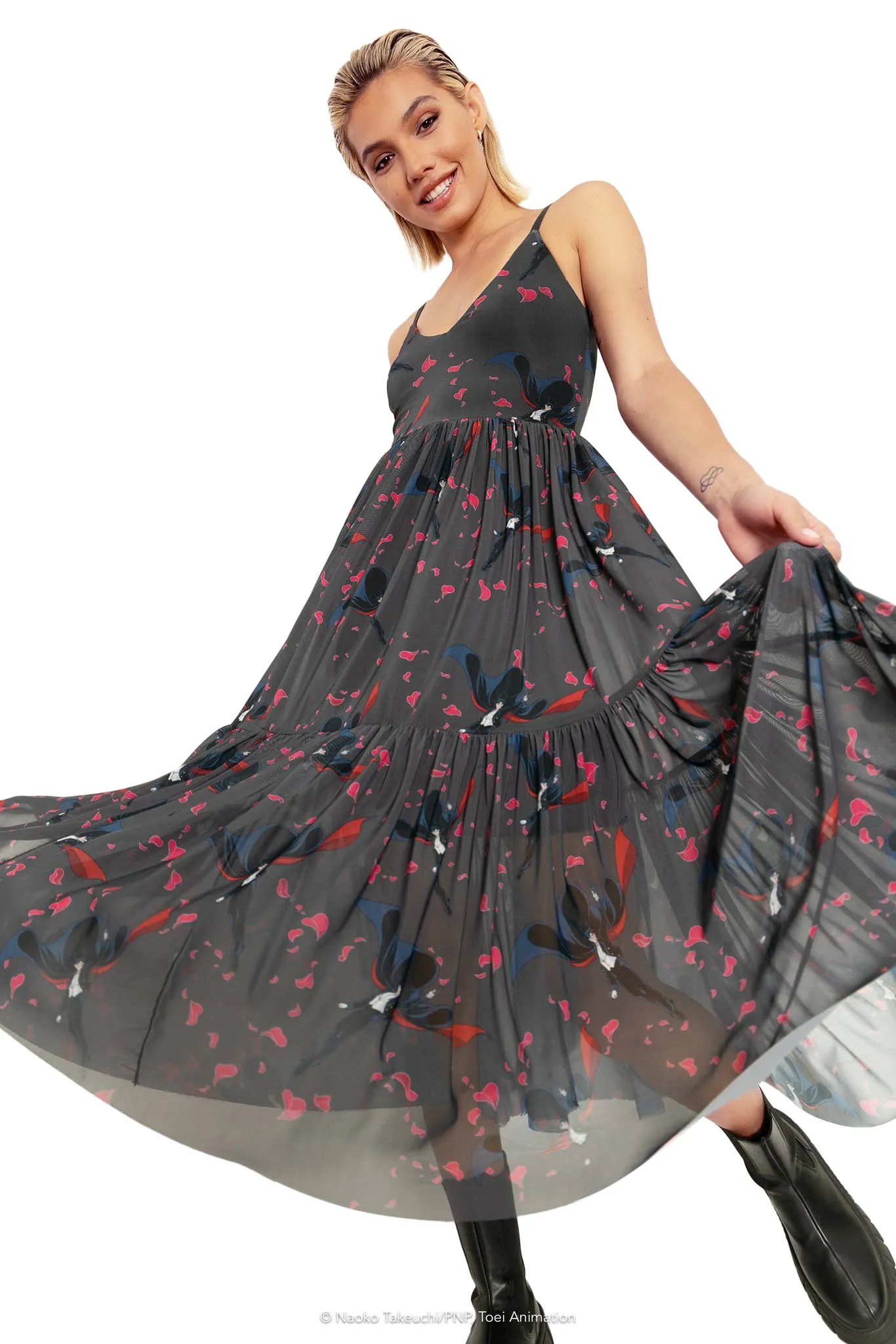 Roses And Tuxedo Mask Sheer Midaxi Dress