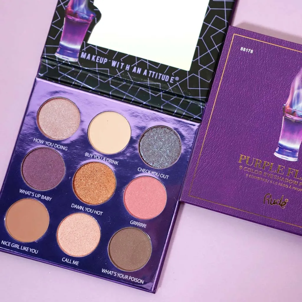 RUDE Cocktail Party 9 Eyeshadow Palette Purple Flame