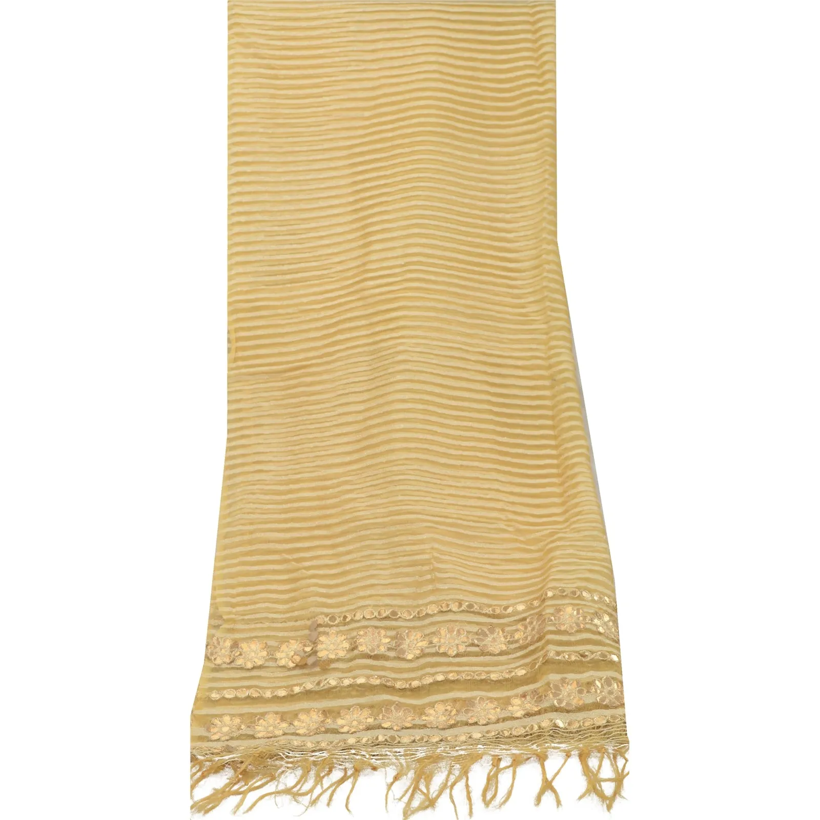 Sanskriti Vintage Cream Long Dupatta Organza Hand Embordered Gota Patti Stole