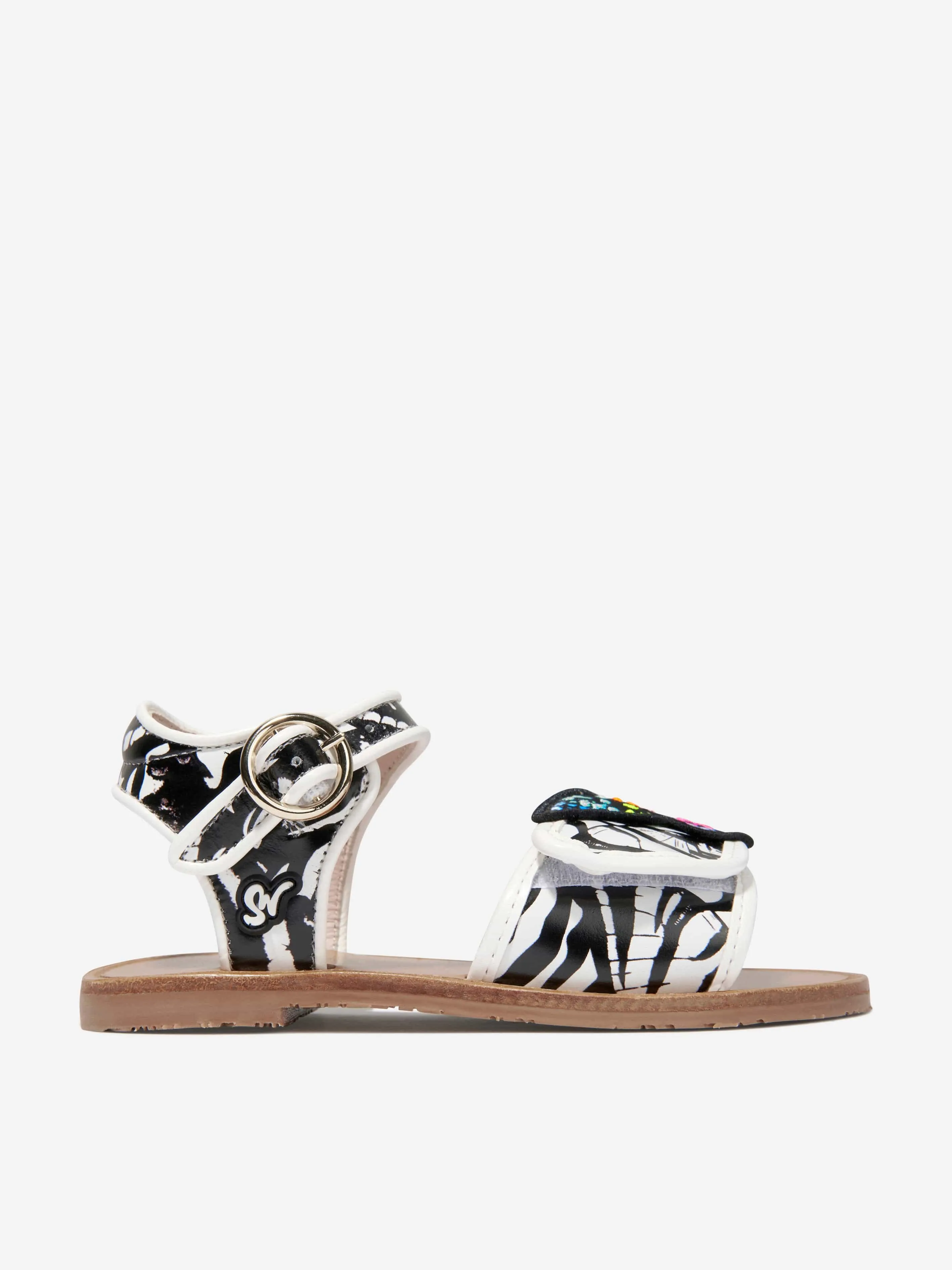 Sophia Webster Girls Leather Zebra Butterfly Sandals