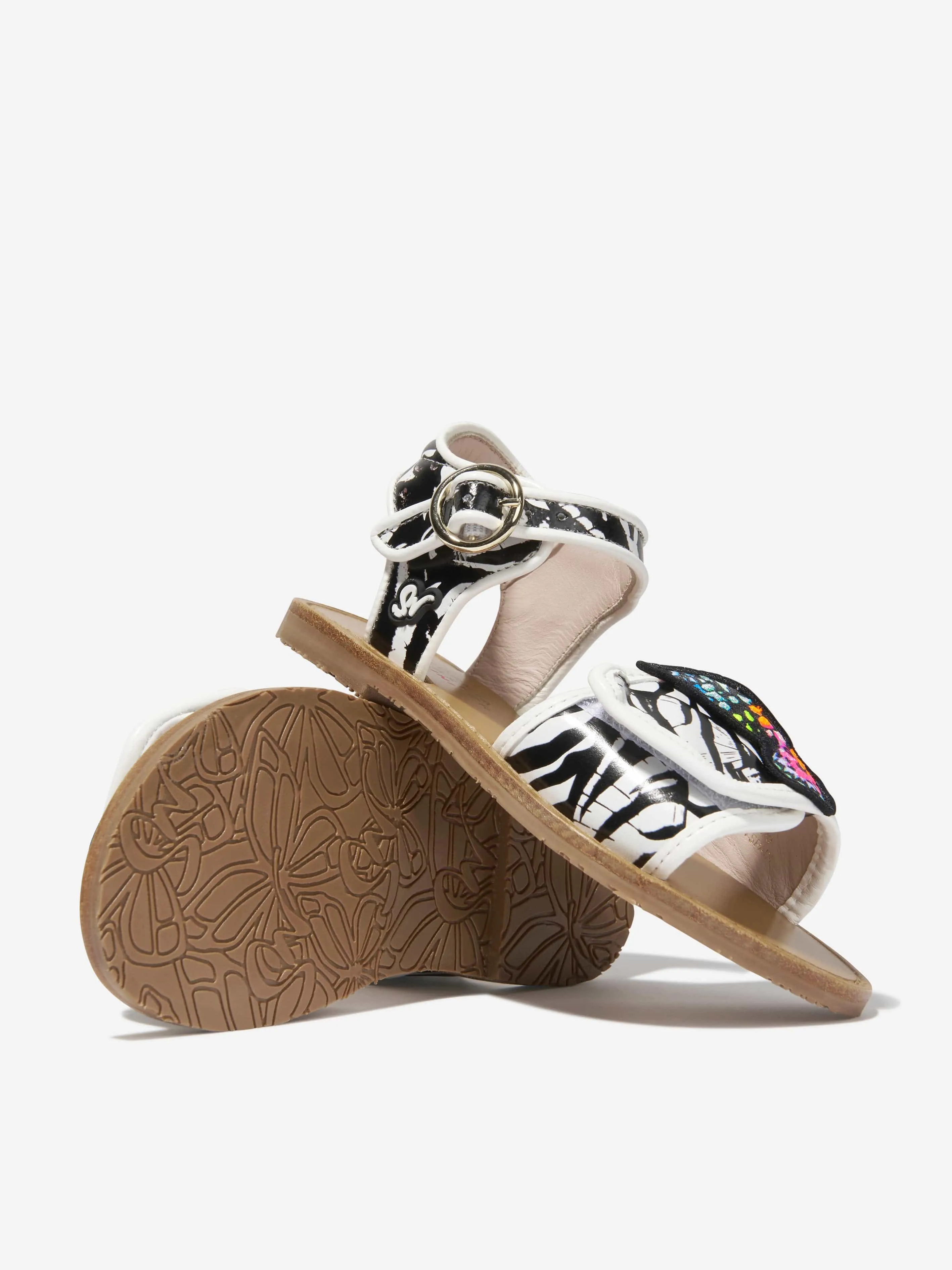 Sophia Webster Girls Leather Zebra Butterfly Sandals