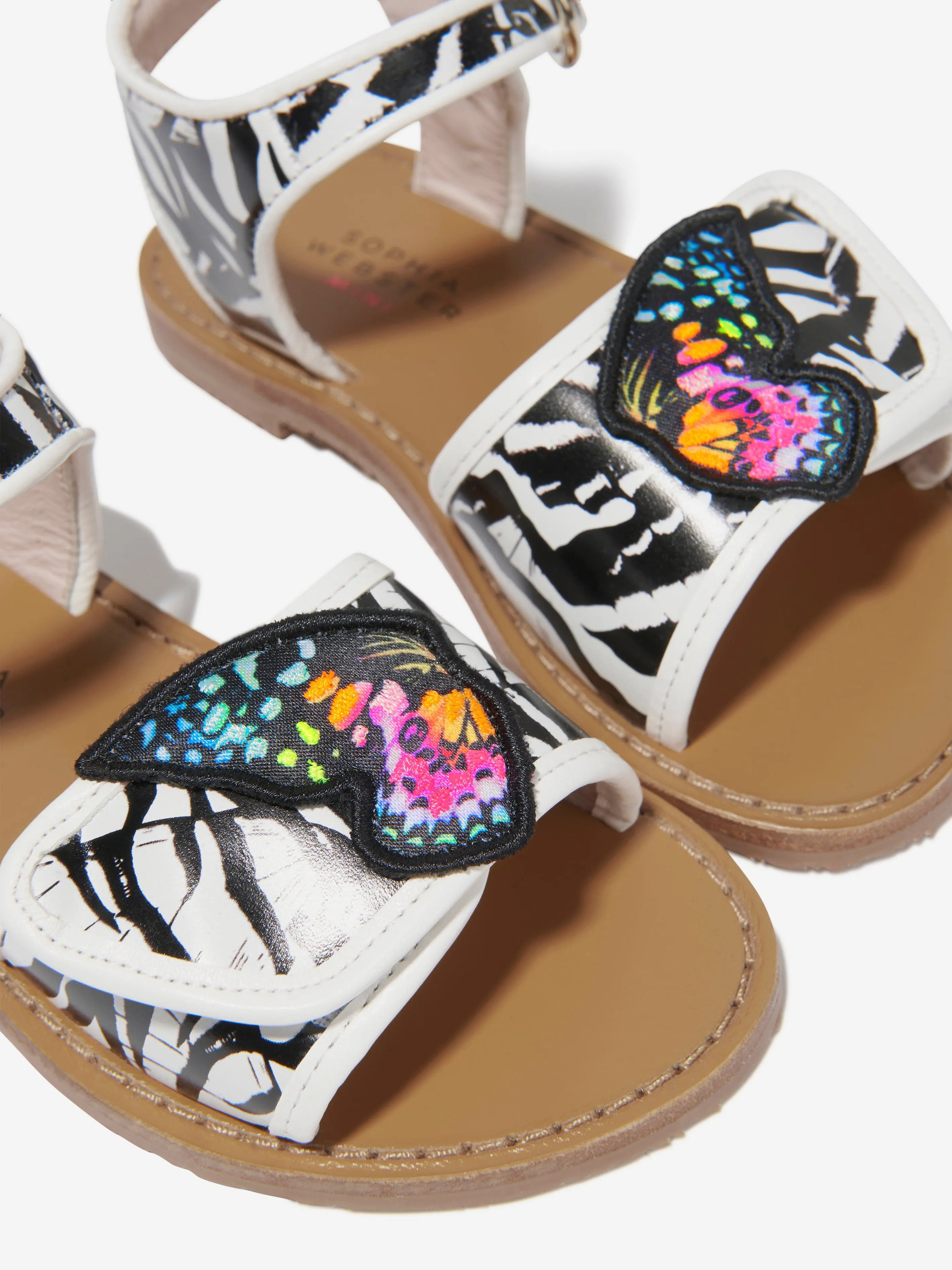 Sophia Webster Girls Leather Zebra Butterfly Sandals