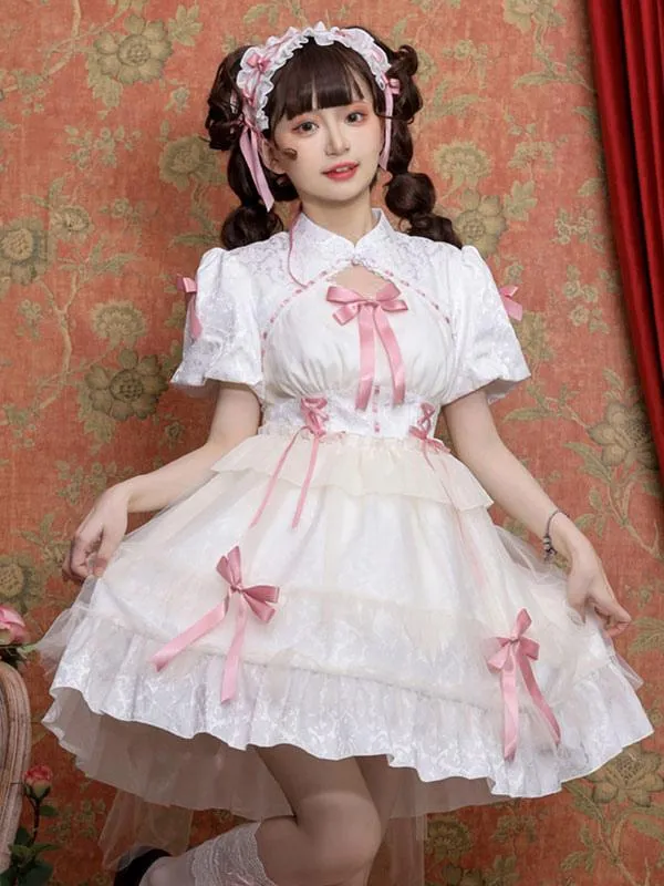 Sweet Lolita Dress Polyester Short Sleeves Dress