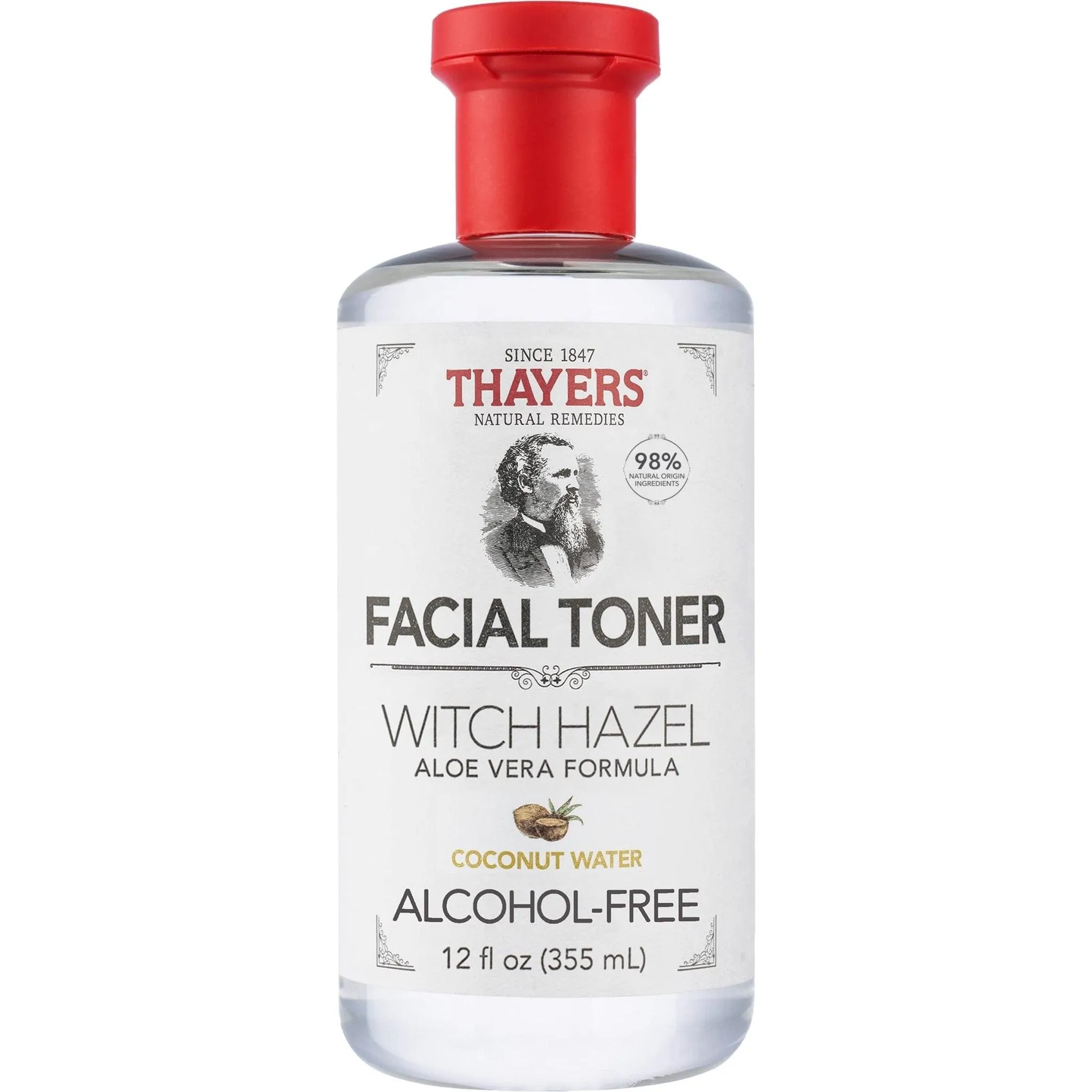 THAYERS Alcohol-Free Coconut Water Witch Hazel Facial Toner with Aloe Vera Formula, 12 oz Coconut Water 12 Fl Oz