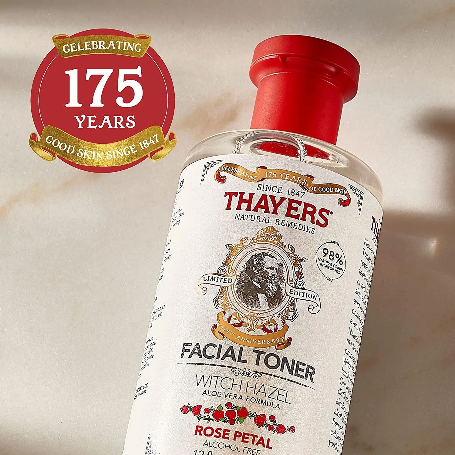 THAYERS Alcohol-Free Rose Petal Witch Hazel Facial Toner with Aloe Vera Formula, 12 Ounce Rose Petal 12 Fl Oz